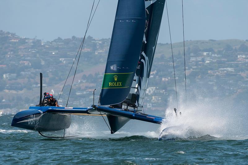 Team USA at the finish in race two. Practice race day, Event 2, Season 1 SailGP event in San Francisco,  photo copyright Chris Cameron for SailGP taken at Golden Gate Yacht Club and featuring the F50 class