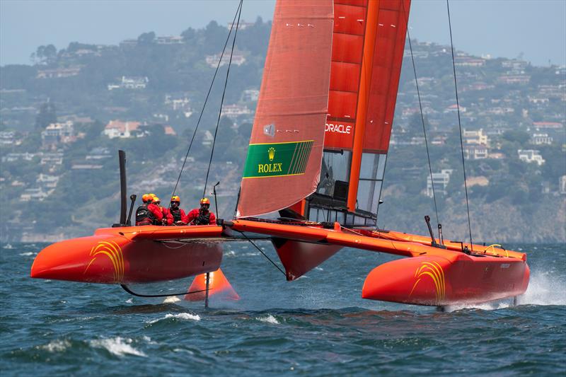 Team China. Practice race day, Event 2, Season 1 SailGP event in San Francisco photo copyright Chris Cameron for SailGP taken at Golden Gate Yacht Club and featuring the F50 class