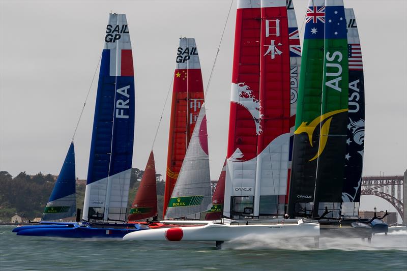 Start of race one on Race Day 1 Event 2 Season 1 SailGP event in San Francisco - photo © Chris Cameron