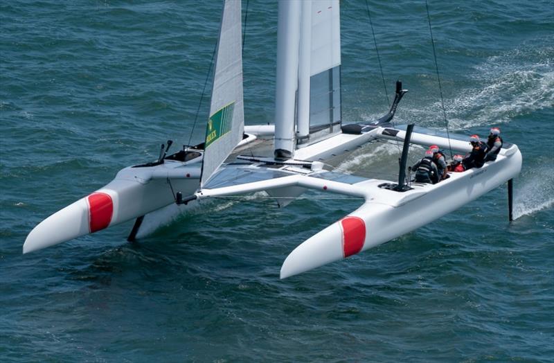 Japan SailGP Team skippered by Nathan Outteridge racing. Race Day 1 Event 2 Season 1 SailGP event in San Francisco, California, United States. - photo © Bob Martin for SailGP