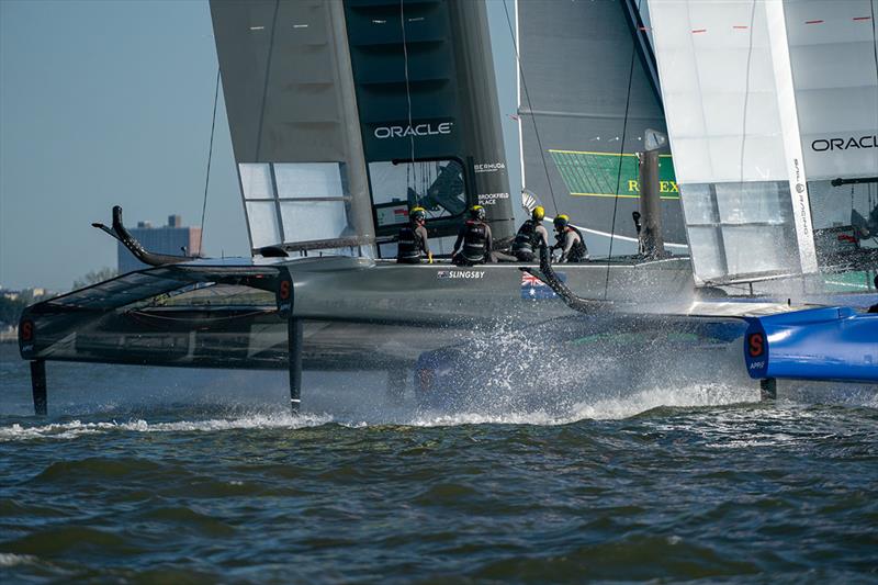 Australia SailGP Team races their F50. Race Day 1 Event 3 Season 1 SailGP event in New York City, New York, United States. 21 June  photo copyright Sam Greenfield for SailGP taken at  and featuring the F50 class