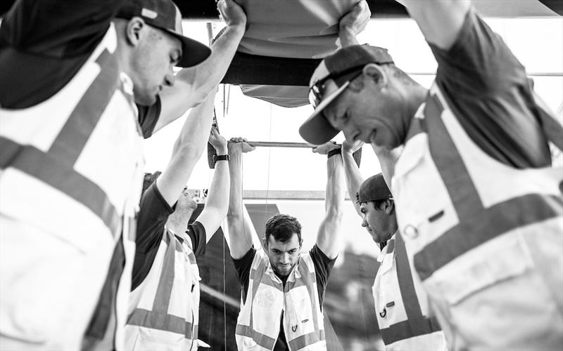 Great Britain SailGP Team prepare the F50 catamaran prior to racing in Event 3 Season 1. SailGP New York City, New York, United States. 18 June photo copyright Lloyd Images for SailGP taken at  and featuring the F50 class