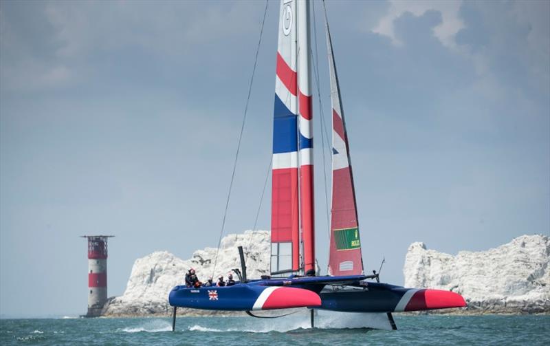 Great Britain SailGP Team helmed by Dylan Fletcher launch their F50 catamaran on The Solent photo copyright Lloyd Images / SailGP taken at  and featuring the F50 class