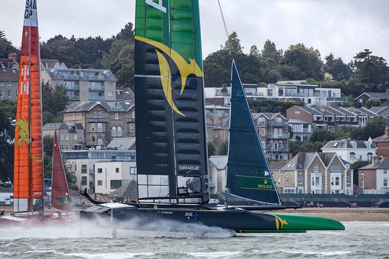Australia SailGP Team helmed by Tom Slingsby practice on The Solent for the first time ahead of Event 4 Season 1 SailGP event in Cowes, Isle of Wight, England, United Kingdom photo copyright Chris Cameron for SailGP taken at  and featuring the F50 class