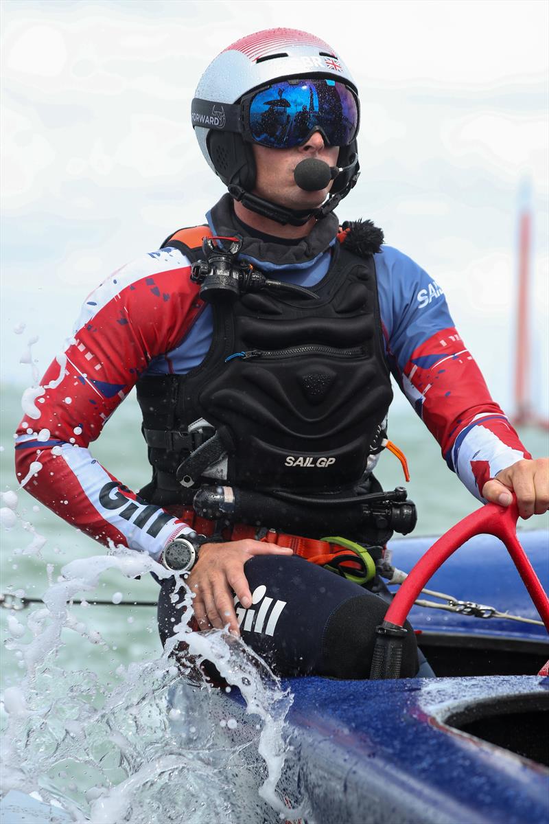 Dylan Fletcher, helm, skipper of the Great Britain SailGP Team on board the team's F50 catamaran.  - Cowes, Day 2, August 11, 2019 photo copyright Lloyd Images for SailGP taken at  and featuring the F50 class