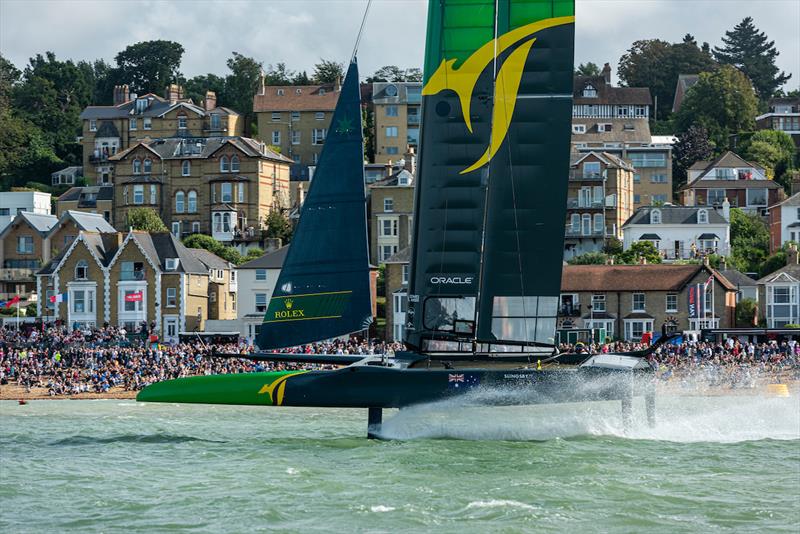 SailGP Team Australia helmed by Tom Slingsby wins Race three. Race Day. Event 4 Season 1 SailGP event in Cowes, Isle of Wight, England, United Kingdom. - photo © Chris Cameron for SailGP