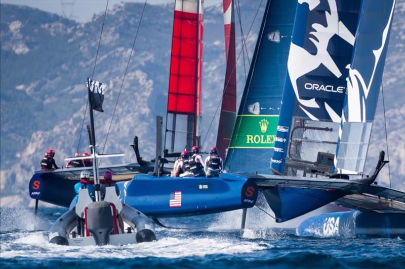 United States SailGP Team skippered by Rome Kirby in action in the first race. Race Day 1. The final SailGP event of Season 1 in Marseille, France. - photo © Ian Roman for SailGP