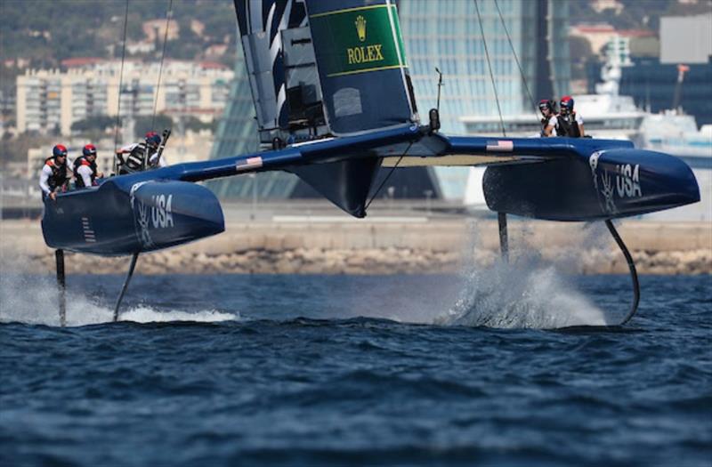 United States SailGP Team skippered by Rome Kirby in action in the first race. Race Day 1. The final SailGP event of Season 1 in Marseille, France photo copyright Ian Roman for SailGP taken at  and featuring the F50 class