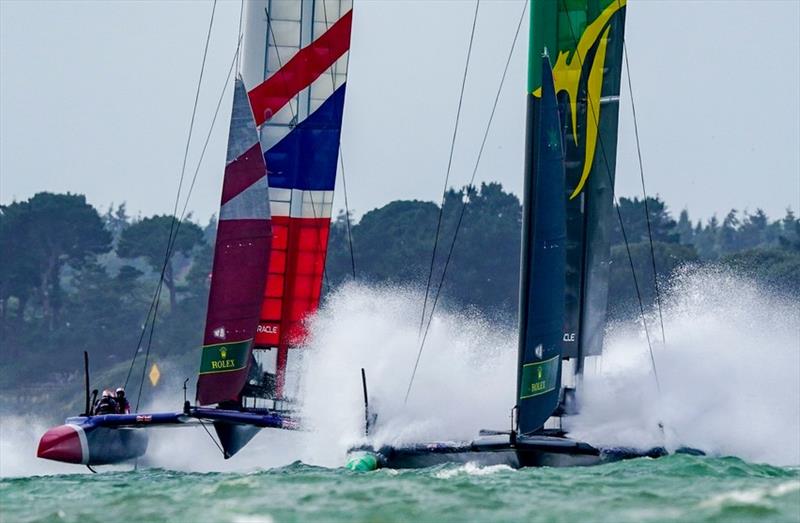 Exciting sailing conditions for SailGP Cowes as the Australian SailGP team broke the 50kt barrier photo copyright Bob Martin for SailGP taken at Cowes Combined Clubs and featuring the F50 class