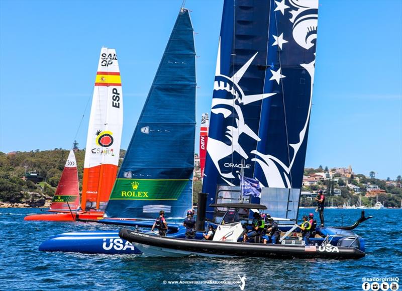 SailGP practice race in Sydney photo copyright Nic Douglass / www.AdventuresofaSailorGirl.com taken at  and featuring the F50 class