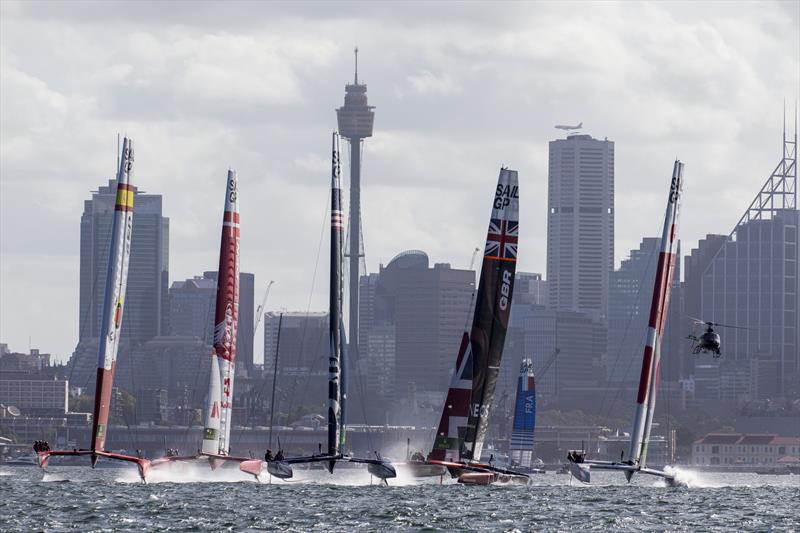 Classic Il Duce shot with a chopper featured in this image of the start photo copyright Andrea Francolini taken at Royal Sydney Yacht Squadron and featuring the F50 class