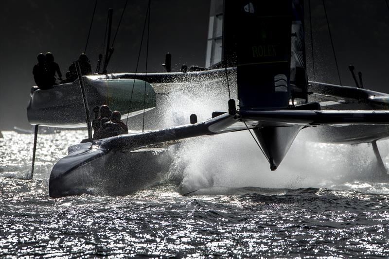 Touch down for Team USA. looks good, but that's all, as it is not fast, and often he crews had to work really hard to get the boats up again photo copyright Andrea Francolini taken at Royal Sydney Yacht Squadron and featuring the F50 class