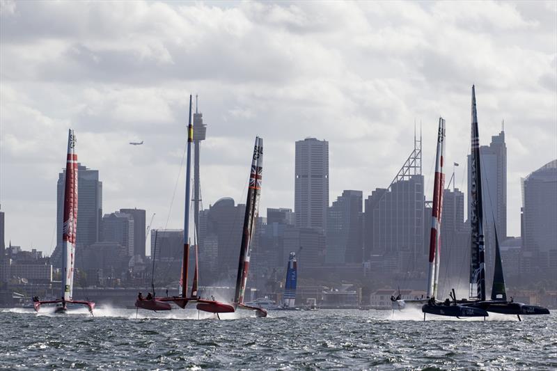 The three starts today were action packed, as the teams tried to come in hot. France and USA did well in this regard photo copyright Andrea Francolini taken at Royal Sydney Yacht Squadron and featuring the F50 class