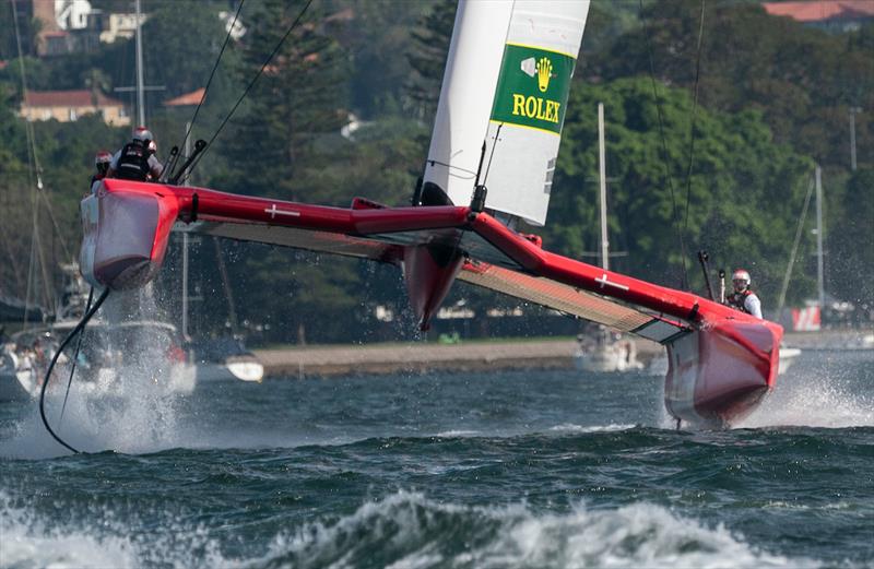 Denmark SailGP Team helmed by Nicolai Sehested on day 1 of Sydney SailGP photo copyright Bob Martin for SailGP taken at Royal Sydney Yacht Squadron and featuring the F50 class