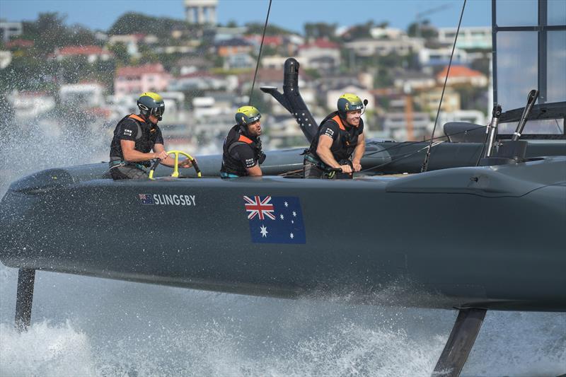 Australia SailGP Team helmed by Tom Slingsby in action during races on Race Day 2. - SailGP - Sydney - Season 2 - February 2020 - Sydney, Australia photo copyright Drew Malcolm/SailGP taken at Royal Sydney Yacht Squadron and featuring the F50 class