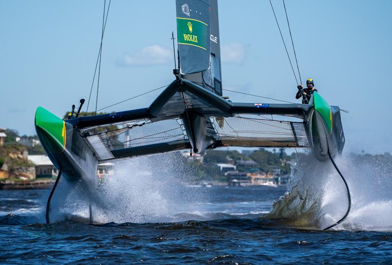 Australia SailGP Team helmed by Tom Slingsby in action during a practice session ahead of Sydney SailGP - Season 2 - February 2020 - Sydney, Australia. - photo © Sam Greenfield/SailGP