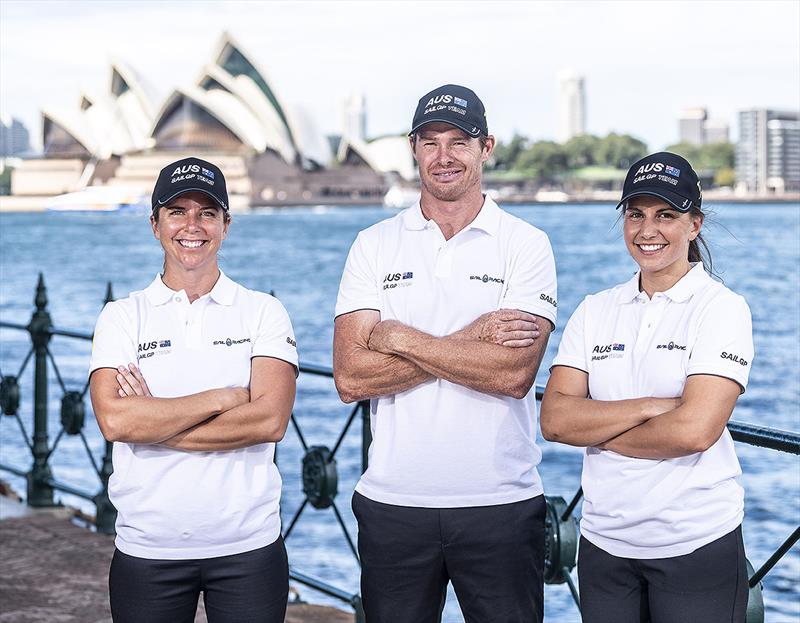 L-R) Nina Curtis, Tom Slingsby and Lisa Darmanin at Sydney Harbour photo copyright Australia SailGP Team taken at  and featuring the F50 class