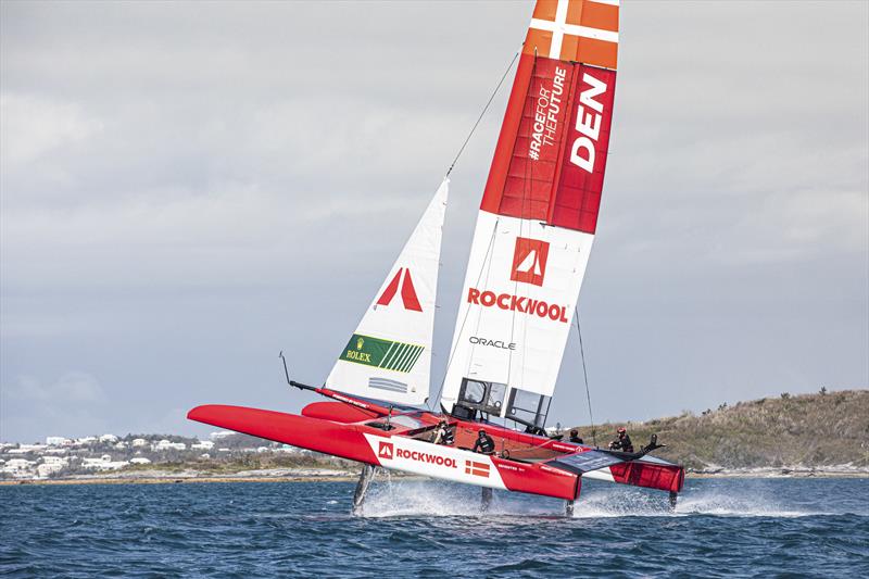 Denmark SailGP Team presented by Rockwool and helmed by Nicolai Sehested becomes the first team to hit the water in Bermuda - photo © Brian Carlin / Rockwool