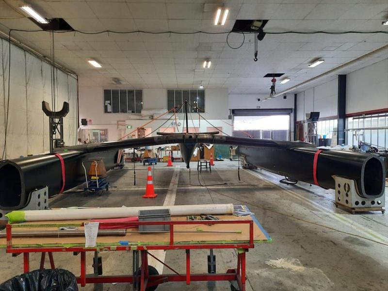 SailGP - F50's being modified at Core Builders prior to the 2021 SailGP circuit photo copyright SailGP taken at Royal Bermuda Yacht Club and featuring the F50 class