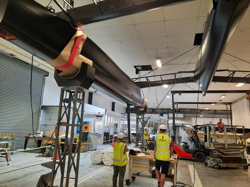 SailGP - F50's being modified at Core Builders prior to the 2021 SailGP circuit photo copyright SailGP taken at Royal Bermuda Yacht Club and featuring the F50 class