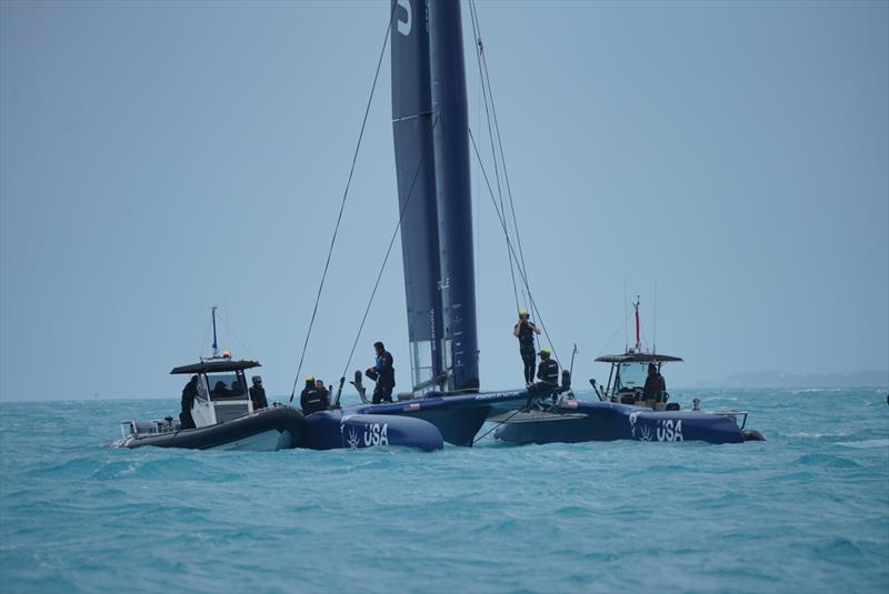 Australia SailGP capsizes in the Great Sound, Bermuda - Friday,April 16, 2021 photo copyright SailGP taken at  and featuring the F50 class