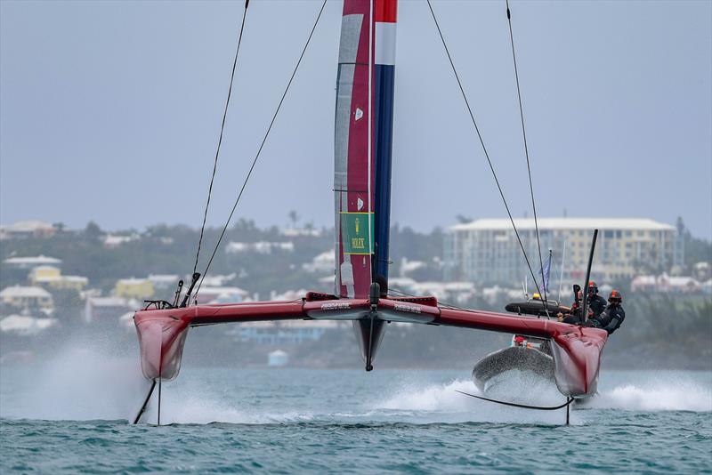 The Great Britain SailGP Team presented by INEOS helmed by Sir Ben Ainslie foiling during a practice session ahead of Bermuda SailGP - 22 April  photo copyright Simon Bruty/SailGP taken at Royal Bermuda Yacht Club and featuring the F50 class