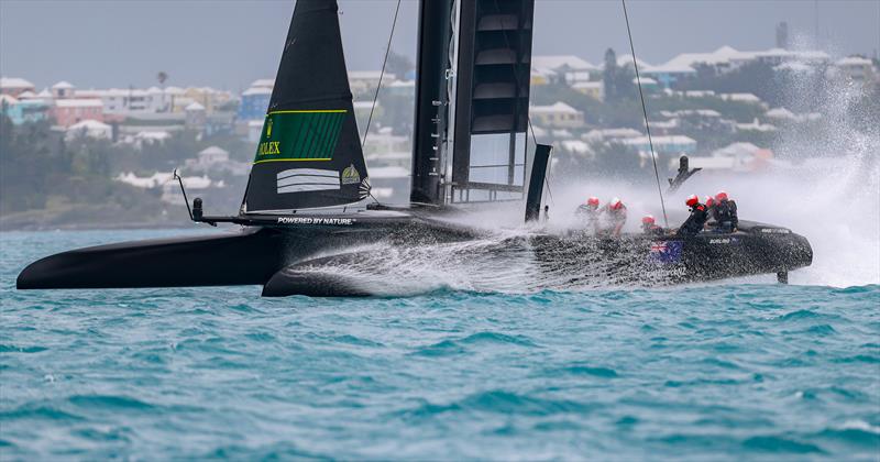 New Zealand SailGP Team helmed by Peter Burling hit the water during a practice session ahead of Bermuda SailGP, Event 1 Season 2 in Hamilton, Bermuda. 22 April  photo copyright Simon Bruty/SailGP taken at Royal Bermuda Yacht Club and featuring the F50 class