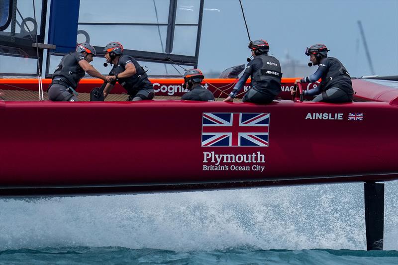 The Great Britain SailGP Team  helmed by Sir Ben Ainslie race to the finish line to win the final on Race Day 2 photo copyright Bob Martin/SailGP taken at Royal Bermuda Yacht Club and featuring the F50 class