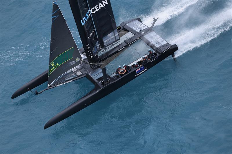 New Zealand SailGP Team helmed by Peter Burling in action on Race Day 2 of Bermuda SailGP - Event 1 Season 2 in Hamilton, Bermuda. 25 April  photo copyright Simon Bruty/SailGP taken at Royal Bermuda Yacht Club and featuring the F50 class