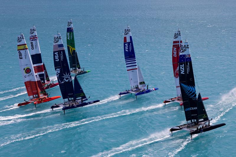 SailGP F50 fleet in action during the Bermuda SailGP, Event 1 Season 2 in Hamilton, Bermuda. 23 April  photo copyright Simon Bruty/SailGP taken at Royal Bermuda Yacht Club and featuring the F50 class