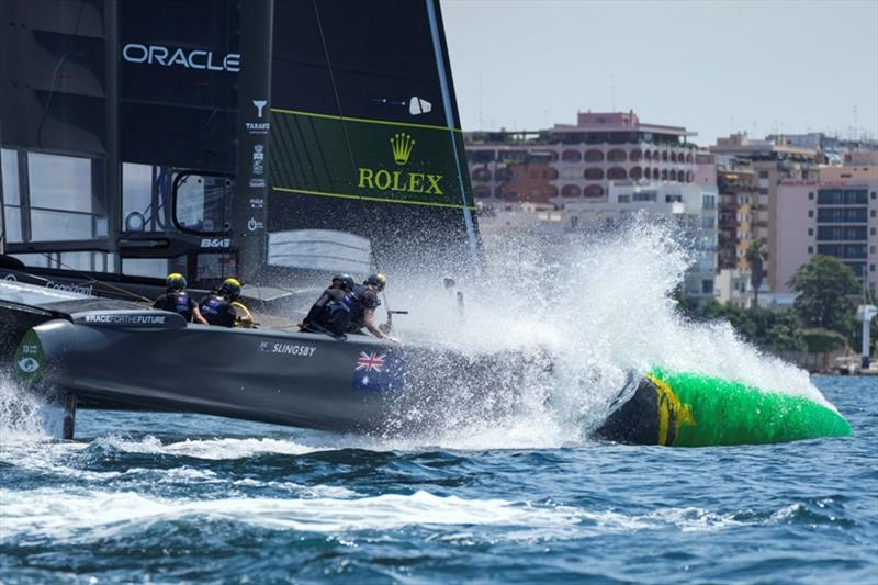Australia SailGP Team helmed by Tom Slingsby in action during a practice session ahead of Italy SailGP, Event 2, Season 2 in Taranto, Italy - photo © Thomas Lovelock for SailGP