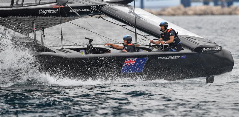 New Zealand SailGP Team helmed by interim skipper Arnaud Psarofaghism in action ahead of racing on race day 1. Italy SailGP, Event 2, Season 2 in Taranto, Italy. 05 June photo copyright Ricardo Pinto / SailGP taken at  and featuring the F50 class