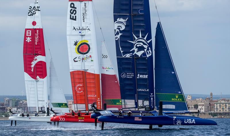 Spain SailGP Team, USA SailGP Team and Japan SailGP Team in action in the match race final on Race Day 2 at the Italy SailGP, Event 2, Season 2 in Taranto, Italy. 06 June - photo © Bob Martin / SailGP