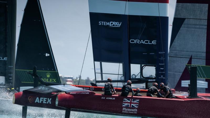 As the #RaceForTheFuture Purpose Partner of the Great Britain SailGP Team, the STEM Crew logo is visible on the wing of the Great Britain SailGP F50 throughout Season 2 of SailGP photo copyright Thomas Lovelock for SailGP taken at  and featuring the F50 class