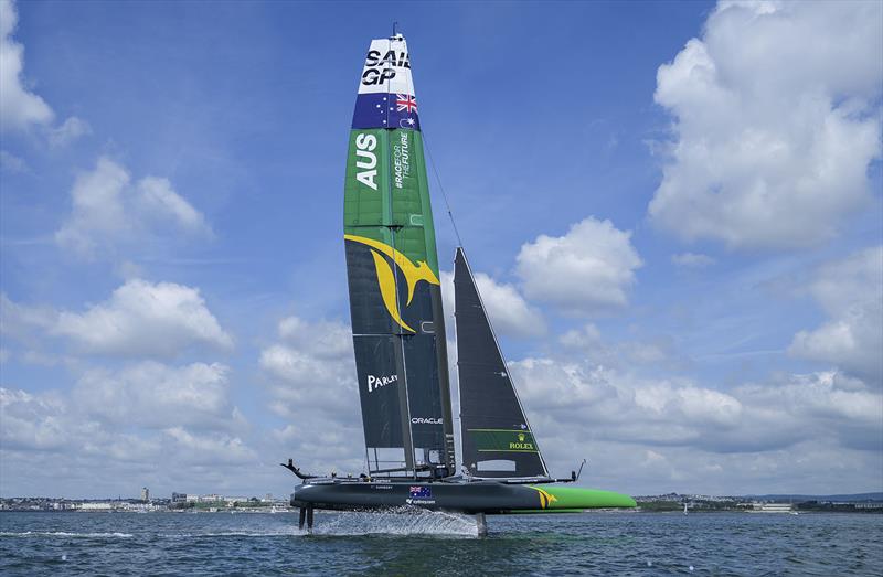 Australia SailGP Team helmed by Tom Slingsby practicing on the water ahead of Great Britain SailGP, Event 3, Season 2 in Plymouth, Great Britain 14 July. - photo © Thomas Lovelock for SailGP