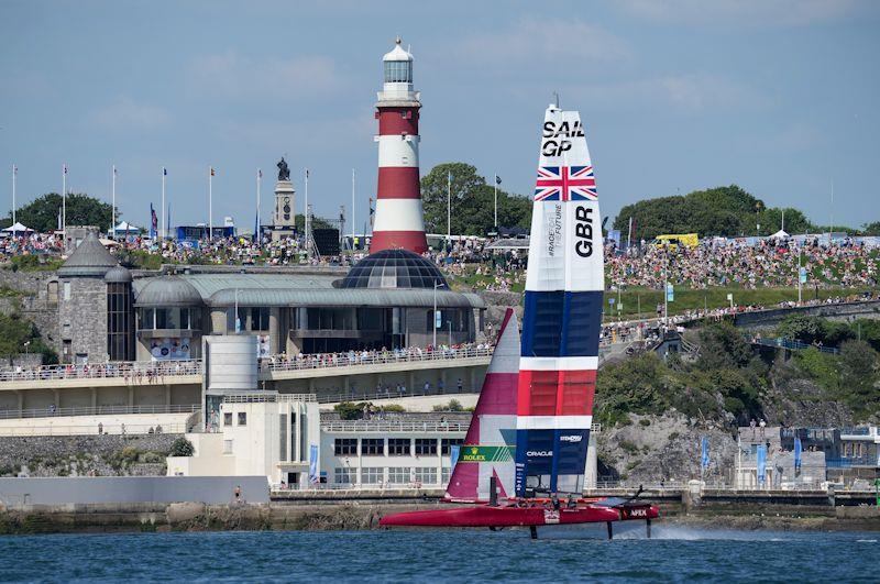 Day 1 at Great Britain SailGP (Event 3, Season 2) in Plymouth photo copyright Bob Martin for SailGP taken at Royal Plymouth Corinthian Yacht Club and featuring the F50 class