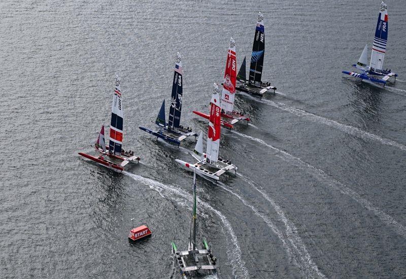 Start of last race on day 1 of the ROCKWOOL Denmark Sail Grand Prix photo copyright Jonathon Nackstrand for SailGP taken at Sailing Aarhus and featuring the F50 class