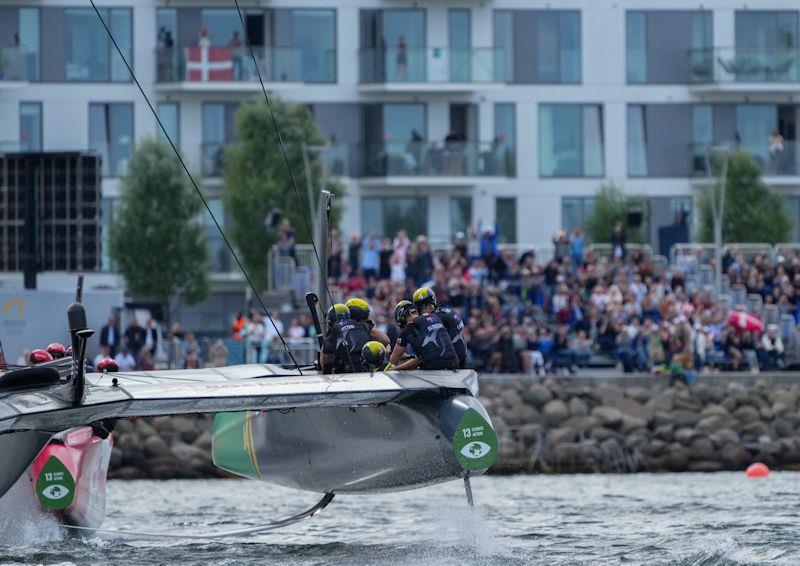 Day 1 of the ROCKWOOL Denmark Sail Grand Prix photo copyright Ian Roman for SailGP taken at Sailing Aarhus and featuring the F50 class