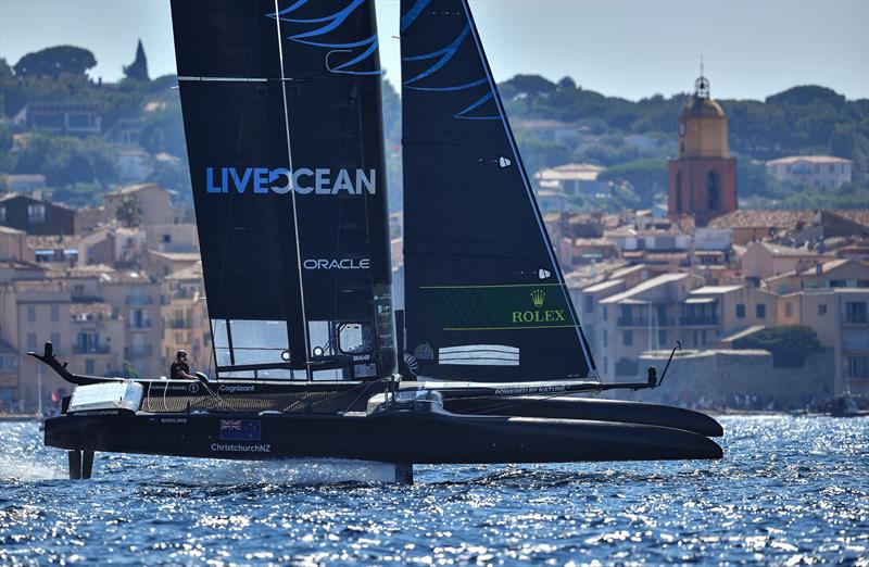 New Zealand SailGP Team co-helmed by Peter Burling and Blair Tuke in action on Race Day 1, France SailGP photo copyright Ricardo Pinto/SailGP taken at Fraglia Vela Malcesine and featuring the F50 class