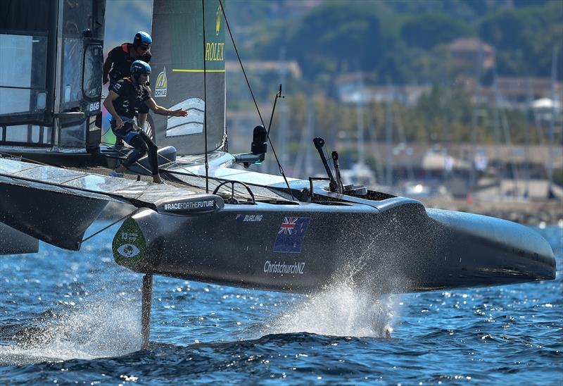 Australia SailGP Team helmed by Tom Slingsby on Race Day 2. France SailGP photo copyright Ricardo Pinto/SailGP taken at Société Nautique de Saint-Tropez and featuring the F50 class