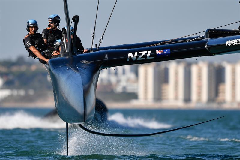 New Zealand SailGP Team co-helmed by Peter Burling and Blair Tuke in action during a practice session ahead of Spain SailGP, Event 6, Season 2 in Cadiz, Andalucia, Spain photo copyright Ricardo Pinto/SailGP taken at Royal New Zealand Yacht Squadron and featuring the F50 class