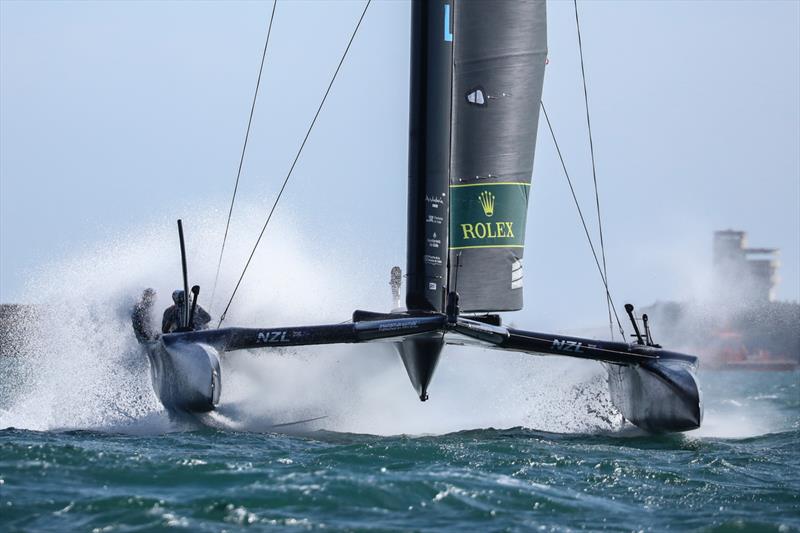 New Zealand SailGP Team co-helmed by Peter Burling and Blair Tuke in action on Race Day 2 at Spain SailGP -10th October .  - photo © Felix Diemer/SailGP