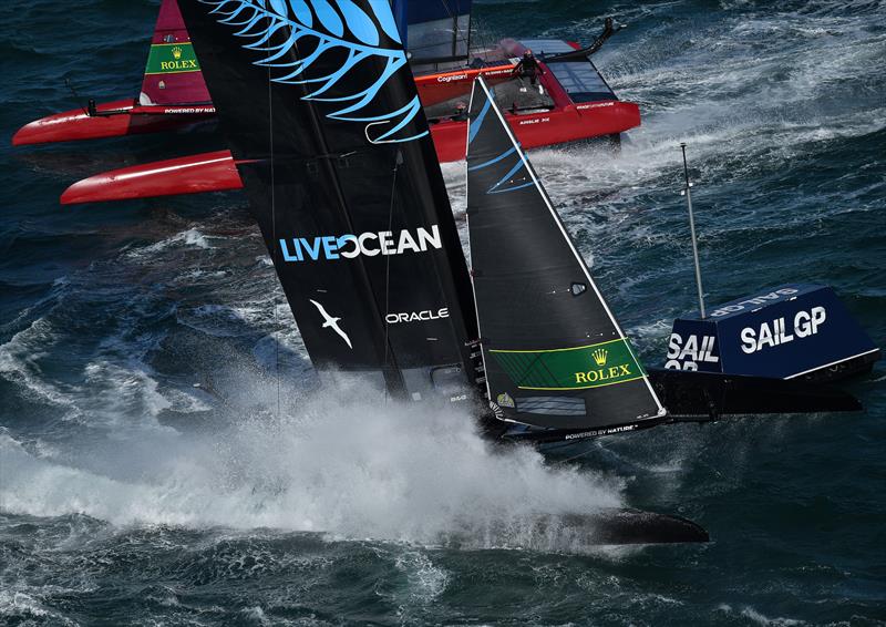 New Zealand SailGP Team co-helmed by Peter Burling and Blair Tuke in action on Race Day 2 at Spain SailGP, Event 6, Season 2 in Cadiz, Andalucia, Spain. 10th October  - photo © Ricardo Pinto for SailGP.
