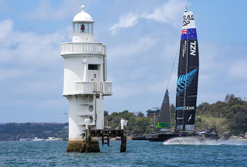 New Zealand SailGP Team co-helmed by Peter Burling and Blair Tuke in action during a practice race. Australia Sail Grand Prix presented by KPMG. 16 December photo copyright Bob Martin/SailGP taken at Woollahra Sailing Club and featuring the F50 class