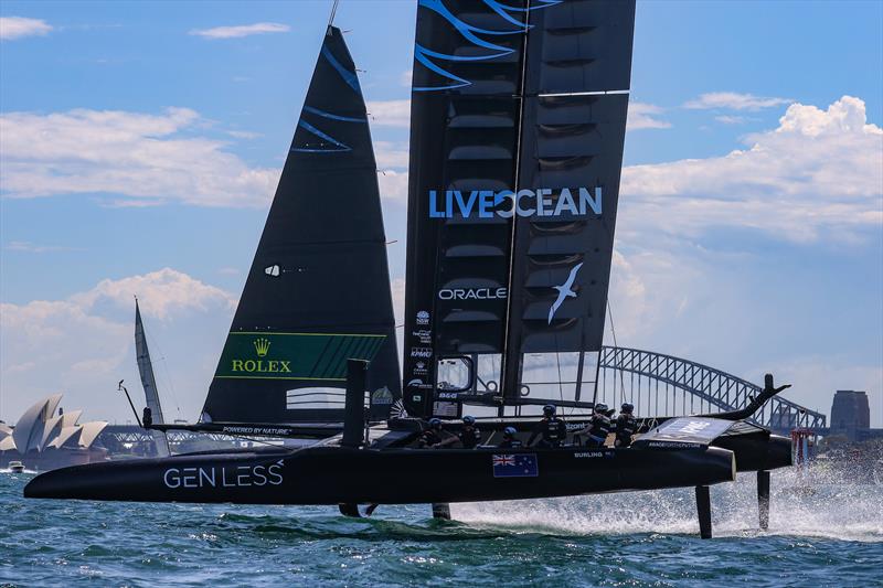 New Zealand SailGP Team co-helmed by Peter Burling and Blair Tuke in action during a practice session ahead of Australia Sail Grand Prix presented by KPMG. 15 December photo copyright David Gray/SailGP taken at Woollahra Sailing Club and featuring the F50 class