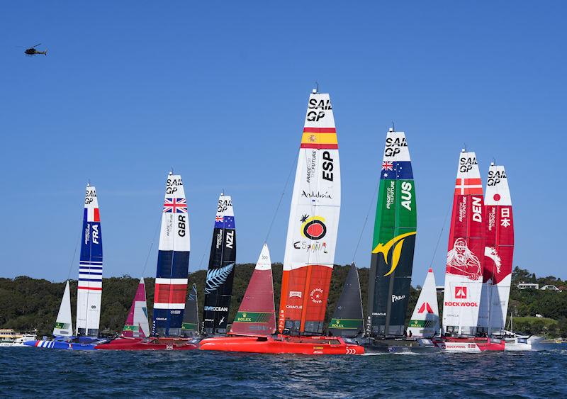 The fleet in action on Race Day 1, Australia Sail Grand Prix presented by KPMG - photo © Bob Martin for SailGP