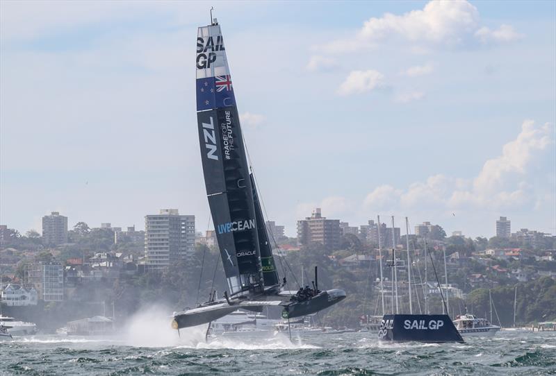 New Zealand SailGP Team co-helmed by Peter Burling and Blair Tuke in action on on Race Day 2. Australia Sail Grand Prix - photo © Brett Costello/SailGP