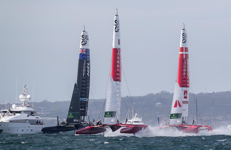 The fleet in action on Race Day 2. Australia Sail Grand Prix presented by KPMG.  - photo © Brett Costello/SailGP