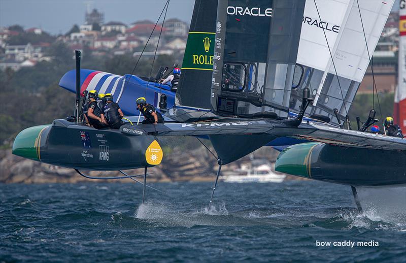 Team France takes flight beside the Australians photo copyright Bow Caddy Media taken at  and featuring the F50 class