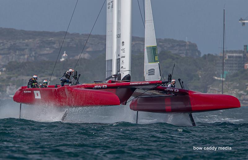 Japan Sail GP team leading the fleet photo copyright Bow Caddy Media taken at  and featuring the F50 class
